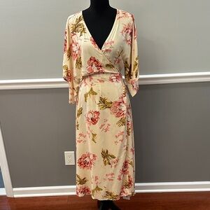 POL Cream Floral Midi Dress